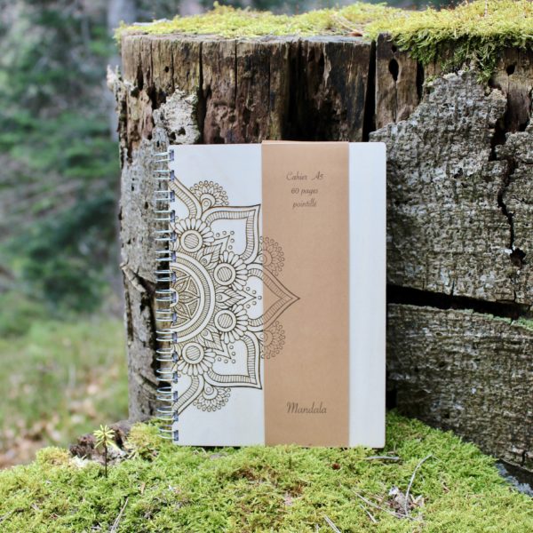 Cahier A5 en bois - Mandala