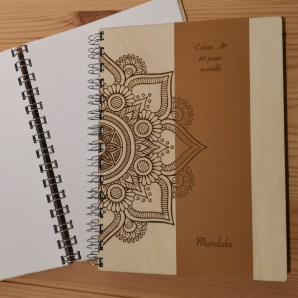 Cahier A5 en bois - Mandala – Image 2
