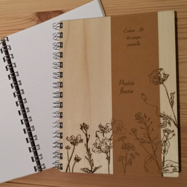 Cahier A5 en bois - Prairie fleurie – Image 2