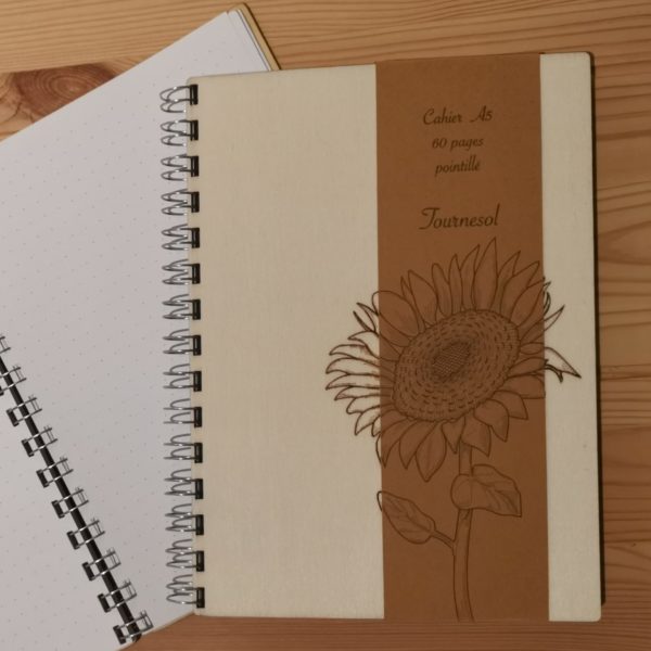 Cahier A5 en bois - Tournesol – Image 2