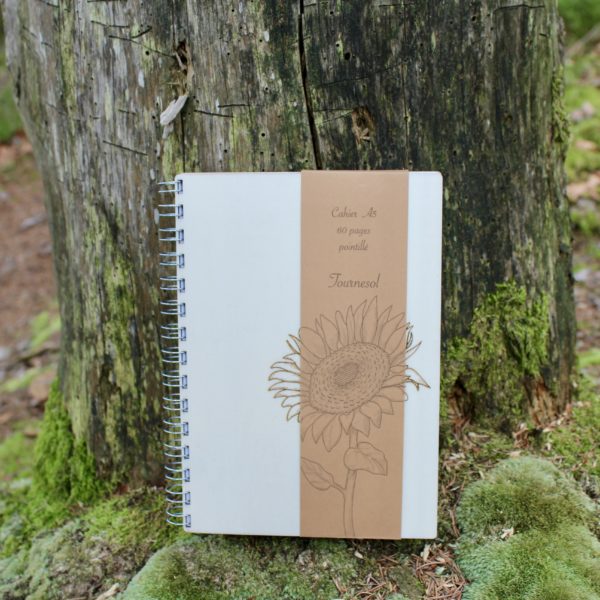 Cahier A5 en bois - Tournesol
